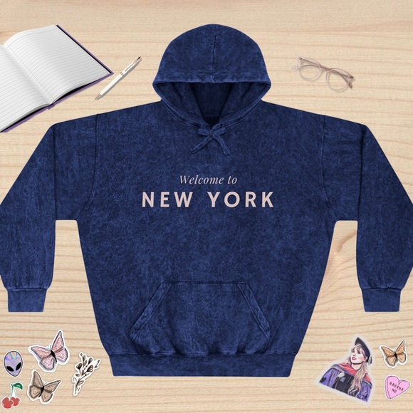 Taylor Swift NYU Welcome to New York Unisex Mineral Wash Hoodie - Picture 3 of 3